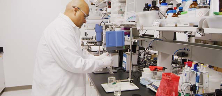 Research scientist working in a lab